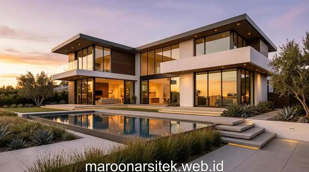 Fasad Rumah Mewah Modern Kontemporer — Maroon Arsitek