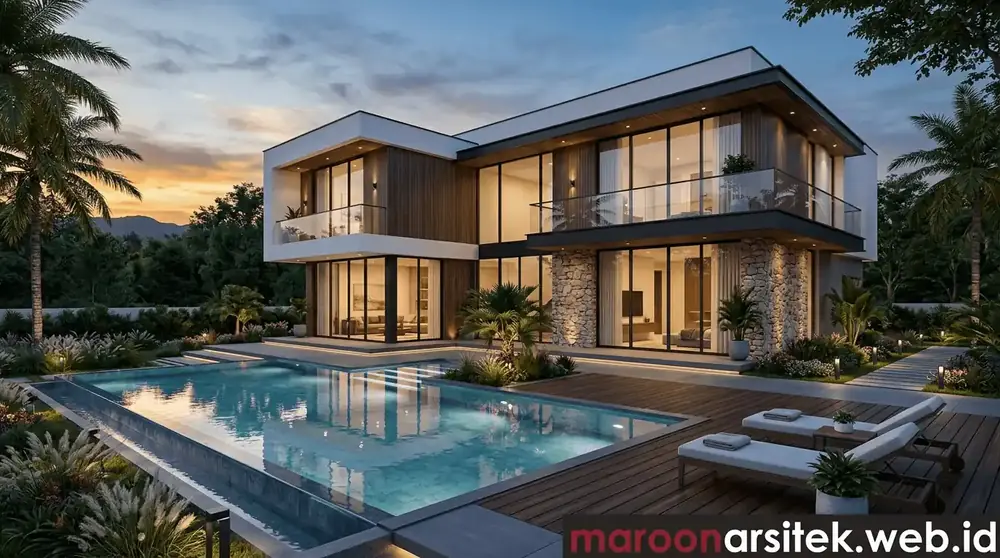 Pembangunan Villa Modern dengan Kolam Renang — Maroon Arsitek